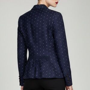Tommy Hilfiger Navy Blue Logo One Button Blazer with Polka Dots 6 NWOT